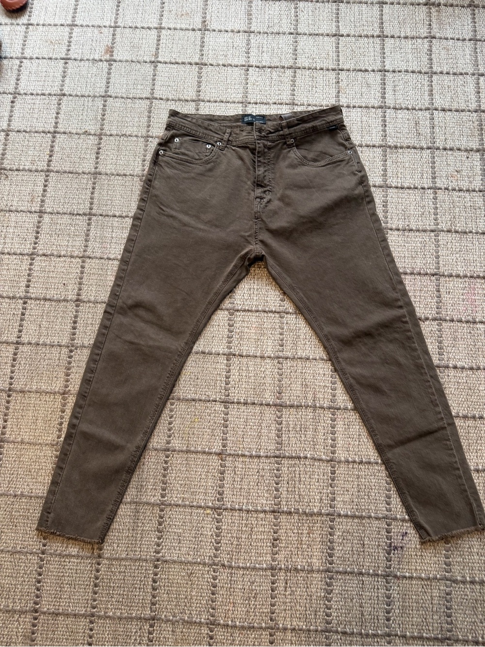 Zara Men's Slim Straight Jeans in Brown